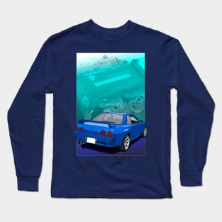 Nissan Skyline GTR R32 (with RB26 background) Long Sleeve T-Shirt